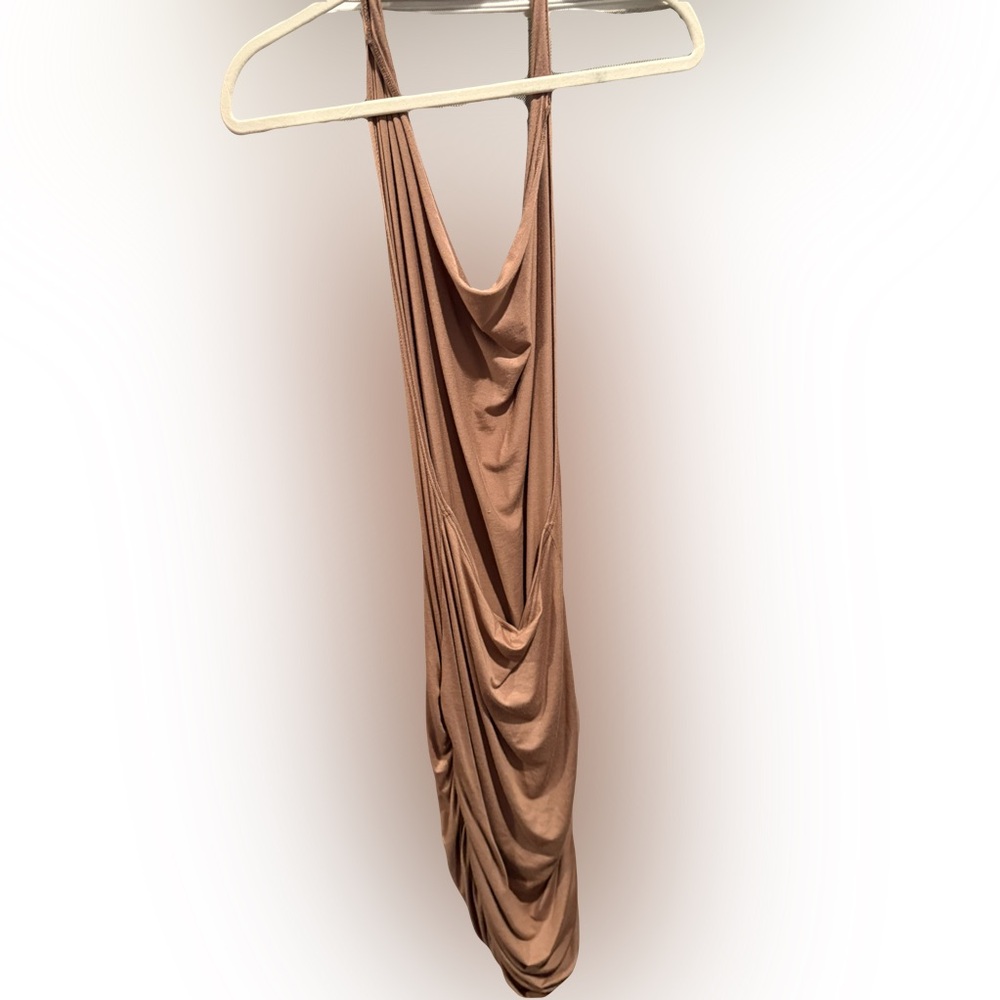 Backless Halter Dress with Rouched Sides